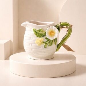 Lefton White and Green Floral Pitcher